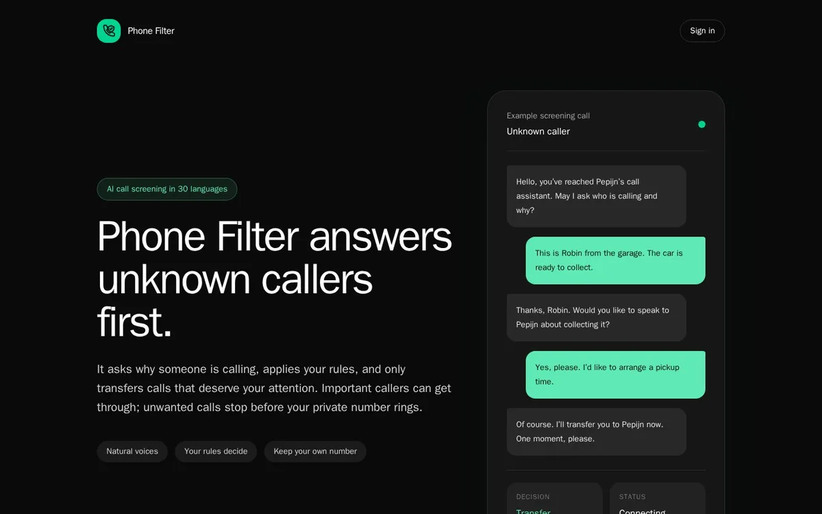 Schermafbeelding van Phone Filter